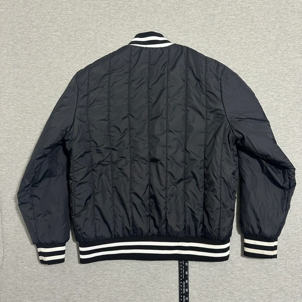 True Religion Black Vertical Quilted Varsity Bomber‎ Jacket 54308-00 Mens Size S
